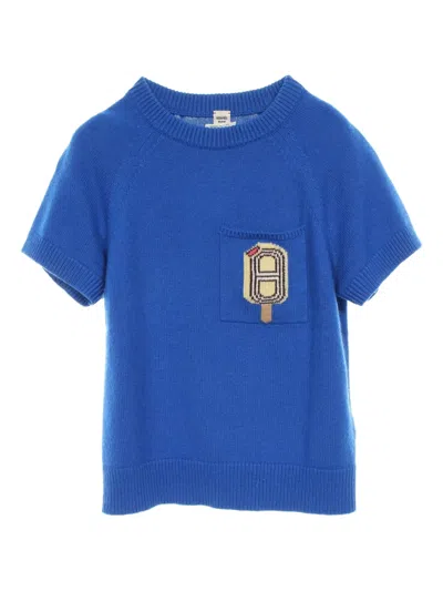 Pre-owned Hermes 10s Ice Cream Knit Top In Blue