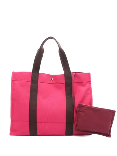 Pre-owned Hermes 10s Logo-embroidered Tote Bag In Pink