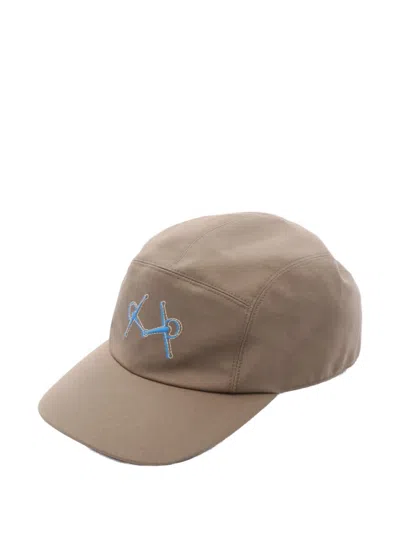 Pre-owned Hermes 10s Nevada Embroidered-logo Baseball Cap In Brown