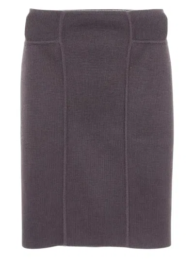 Pre-owned Hermes 10s Seam-detail Skirt In Gray
