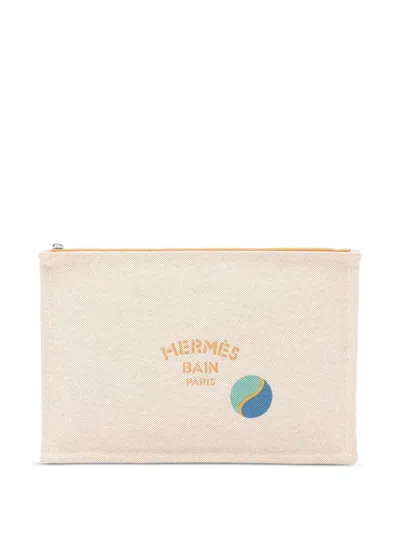 Pre-owned Hermes 10s Small Balles Au Bond Print Clutch