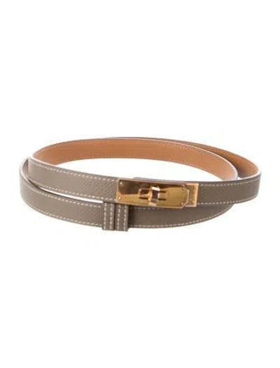Pre-owned Hermes 13 Mm 2021 Kelly Belt In Grey