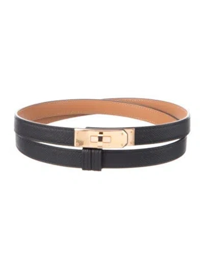 Pre-owned Hermes 13 Mm 2025 Kelly Belt In Black/brown