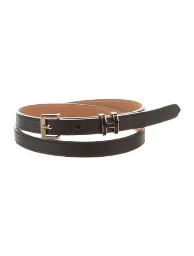 Pre-owned Hermes 13 Mm Epsom Leather Belt Strap Belt In Black