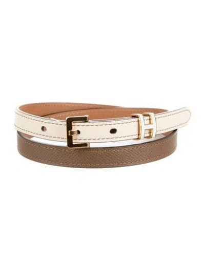 Pre-owned Hermes 13 Mm Epsom Leather H Belt In Brown