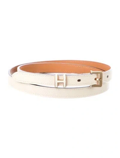 Pre-owned Hermes 13 Mm Epsom Leather H Belt In Neutral