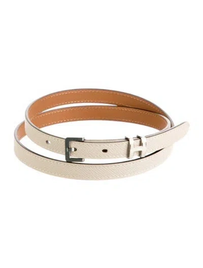 Pre-owned Hermes 13 Mm Epsom Leather H Belt In Neutrals