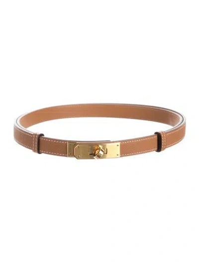 Pre-owned Hermes 13 Mm Epsom Leather Kelly Belt In Neutrals