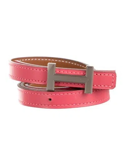 Pre-owned Hermes 13 Mm Swift Leather Focus Belt Kit In Pink