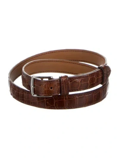 Pre-owned Hermes 13 Mm Vintage Etrivière Belt In Brown