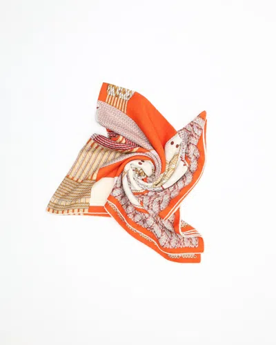 Pre-owned Hermes Hermès 140 Cashmere Silk Scarf In Orange