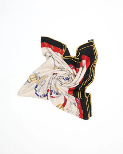 Pre-owned Hermes Hermès 140 Chevaux Dechaines Cashmere Silk Scarf In Multi