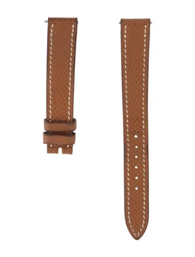 Pre-owned Hermes 14mm Leather Watch Strap In Brown