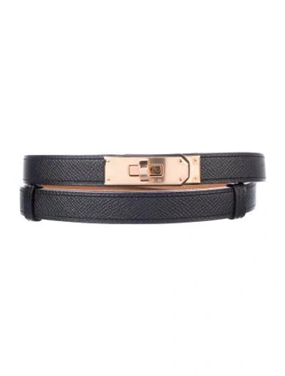 Pre-owned Hermes 18 Mm 2015 Kelly Belt In Black