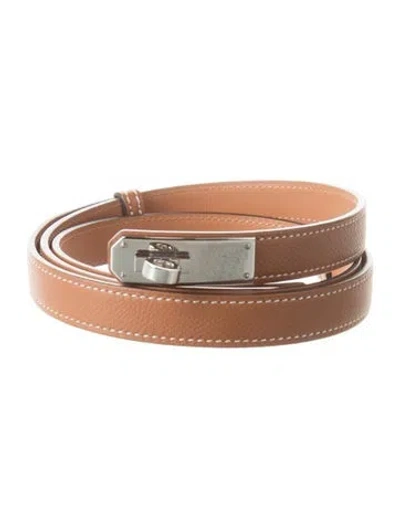 Pre-owned Hermes 18 Mm 2016 Kelly Belt In Brown