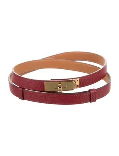 Pre-owned Hermes 18 Mm 2016 Kelly Belt In Red