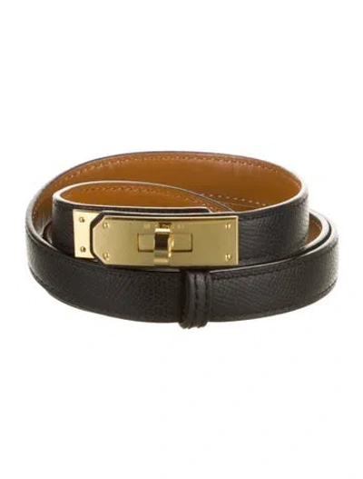 Pre-owned Hermes 18 Mm 2017 Kelly Belt In Black