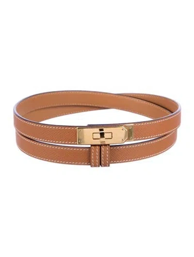 Pre-owned Hermes 18 Mm 2021 Kelly Belt In Brown