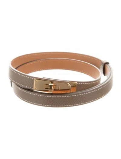 Pre-owned Hermes 18 Mm 2022 Kelly Belt In Brown