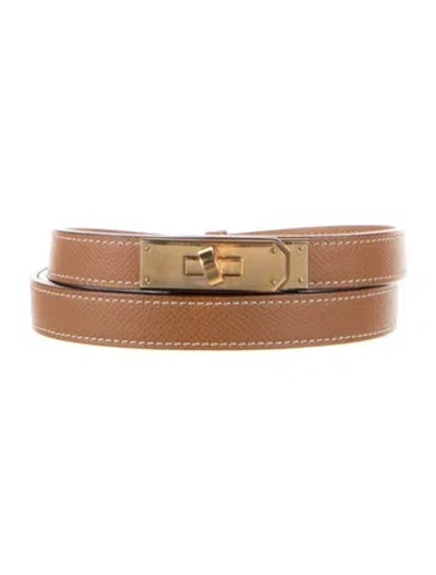 Pre-owned Hermes 18 Mm 2022 Kelly Belt In Brown