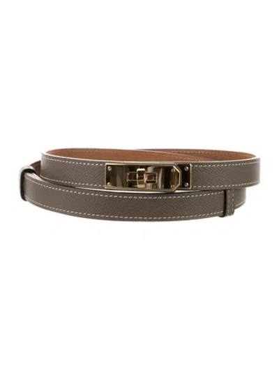 Pre-owned Hermes 18 Mm 2022 Kelly Belt In Gray
