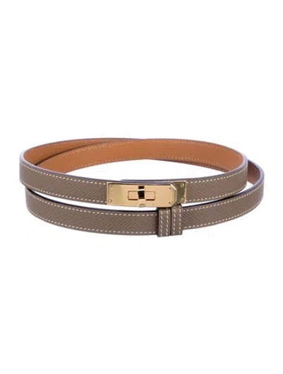 Pre-owned Hermes 18 Mm 2024 Kelly Belt In Gray