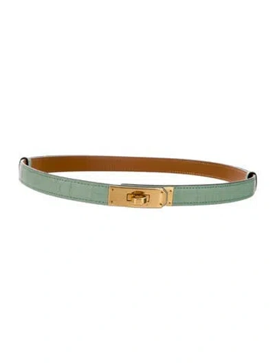 Pre-owned Hermes 18 Mm 2024 Kelly Belt In Green