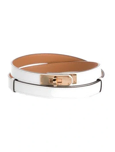 Pre-owned Hermes 18 Mm 2024 Kelly Belt In White
