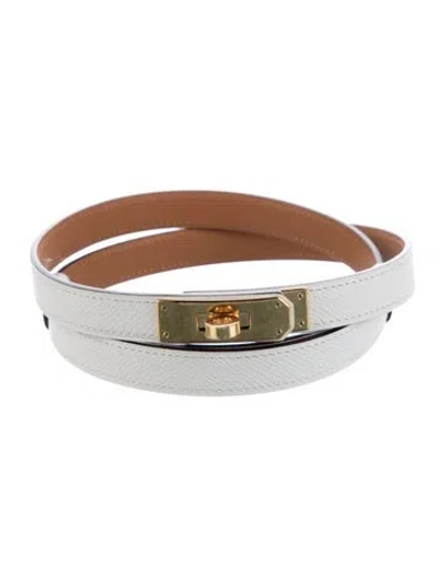 Pre-owned Hermes 18 Mm 2024 Kelly Belt In White