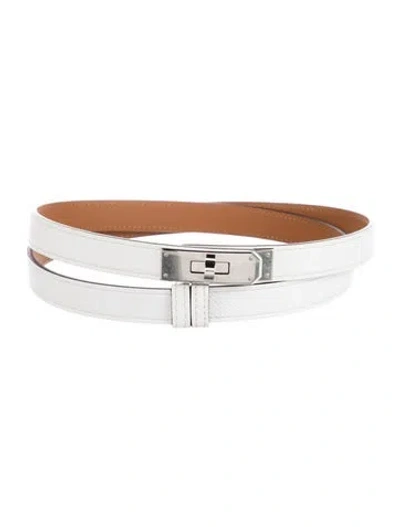 Pre-owned Hermes 18 Mm 2024 Kelly Belt In White
