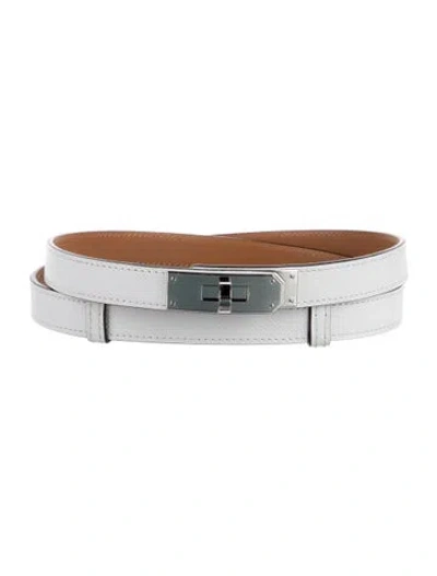 Pre-owned Hermes 18 Mm 2024 Kelly Belt In White