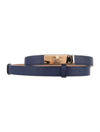 Pre-owned Hermes 18 Mm 2025 Kelly Belt In Blue
