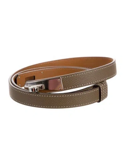 Pre-owned Hermes 18 Mm 2025 Kelly Belt In Gray