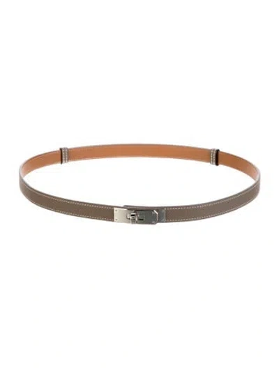 Pre-owned Hermes 18 Mm 2025 Kelly Belt In Neutral