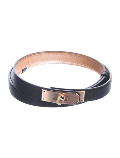 Pre-owned Hermes 18 Mm 2026 Kelly Belt W/ Tags In Black