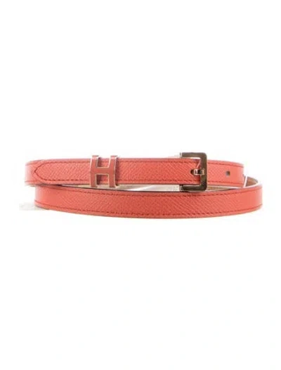 Pre-owned Hermes 18 Mm Epsom Leather H Belt In Pink