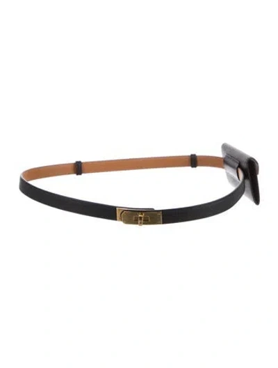 Pre-owned Hermes 18 Mm Epsom Leather Kelly Belt In Black