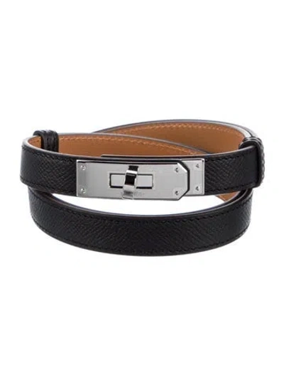 Pre-owned Hermes 18 Mm Epsom Leather Kelly Belt In Black