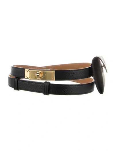 Pre-owned Hermes 18 Mm Epsom Leather Kelly Belt In Black