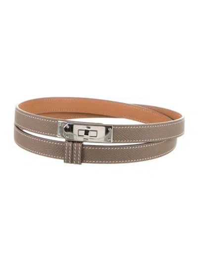 Pre-owned Hermes 18 Mm Epsom Leather Kelly Belt In Brown