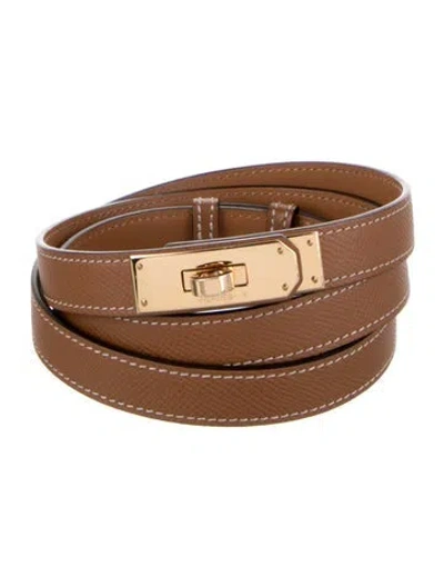 Pre-owned Hermes 18 Mm Epsom Leather Kelly Belt In Brown