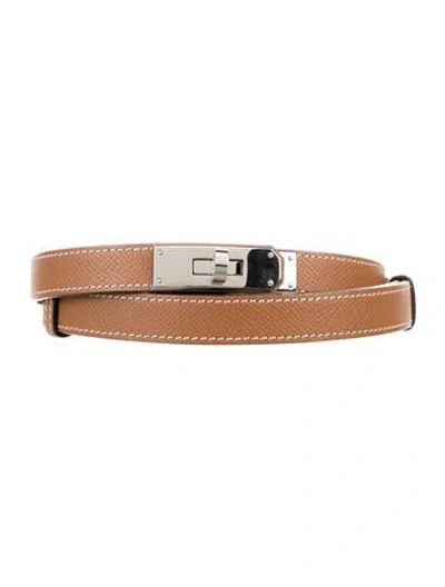Pre-owned Hermes 18 Mm Epsom Leather Kelly Belt In Brown