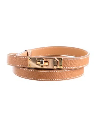 Pre-owned Hermes 18 Mm Epsom Leather Kelly Belt In Brown