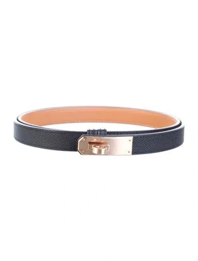 Pre-owned Hermes 18 Mm Epsom Leather Kelly Belt In Multi
