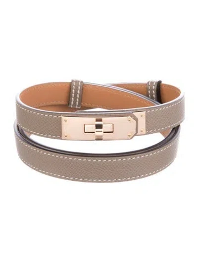Pre-owned Hermes 18 Mm Epsom Leather Kelly Belt In Multi
