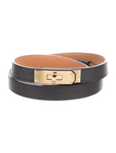 Pre-owned Hermes 18 Mm Epsom Leather Kelly Belt In Multi