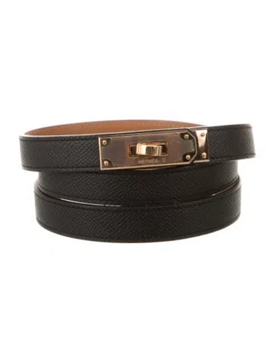 Pre-owned Hermes 18 Mm Epsom Leather Kelly Belt In Multi