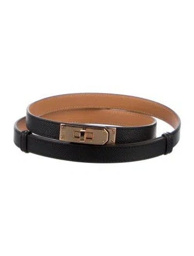 Pre-owned Hermes 18 Mm Epsom Leather Kelly Belt In Multi