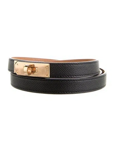 Pre-owned Hermes 18 Mm Epsom Leather Kelly Belt In Multi