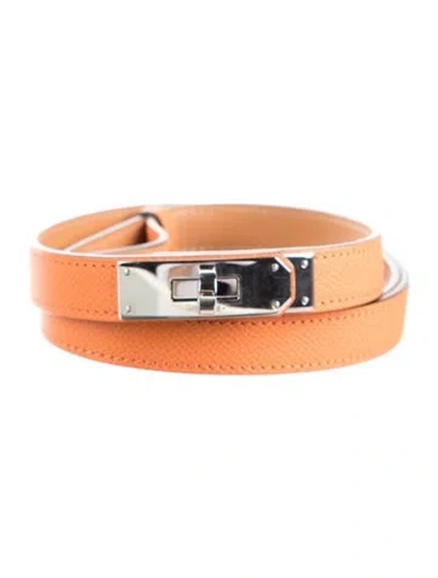 Pre-owned Hermes 18 Mm Epsom Leather Kelly Belt In Orange